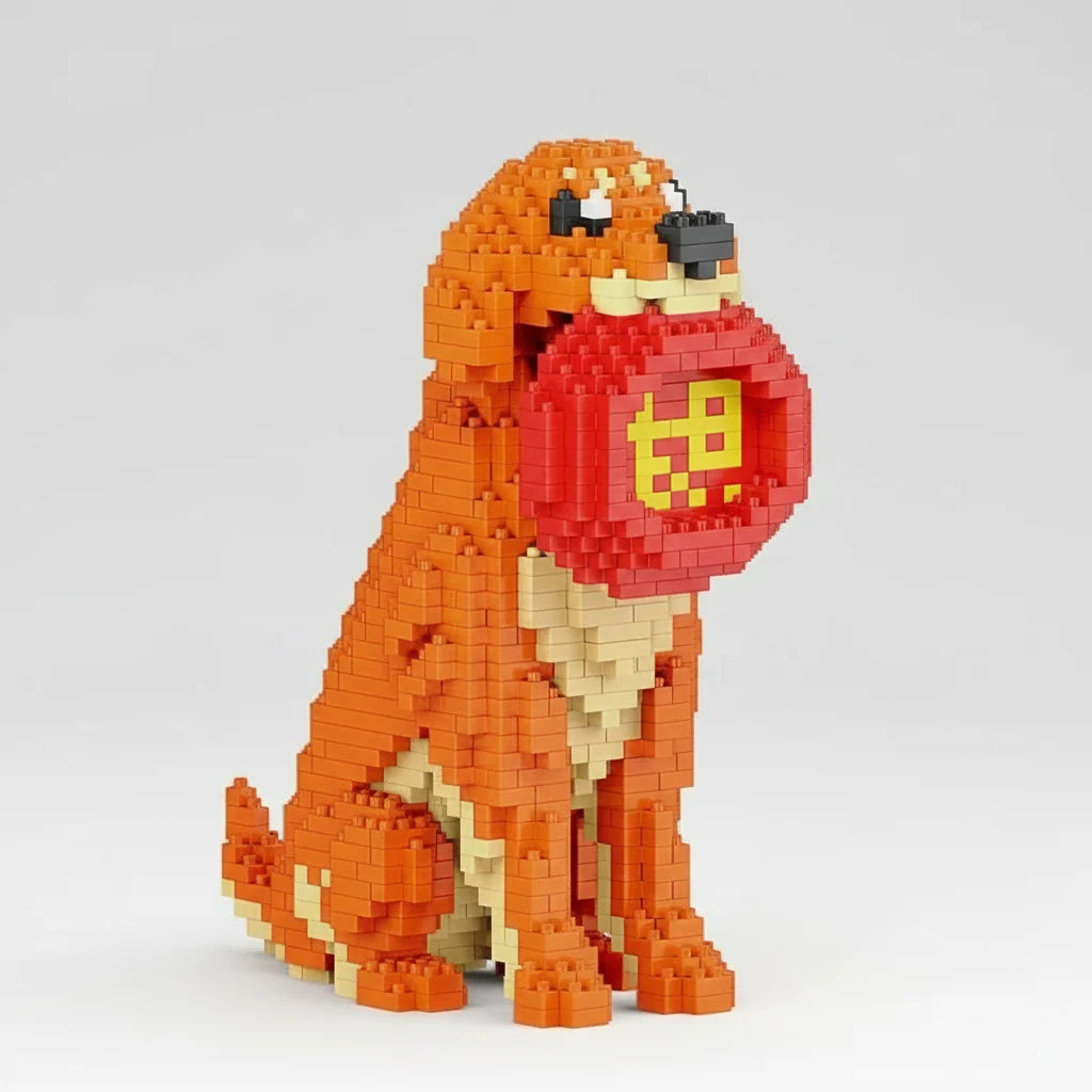 Hund mit Frisbee Bausteinset