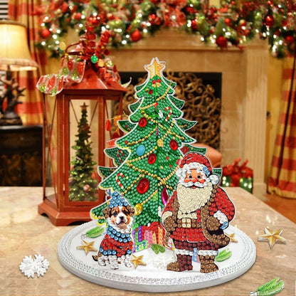 Diamond Painting 3D Weihnachtsmann bei Weihnachtsbaum