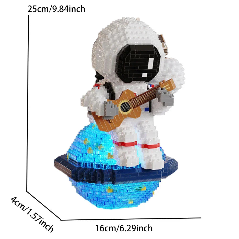 Astronaut mit Gitarre Bausteinset