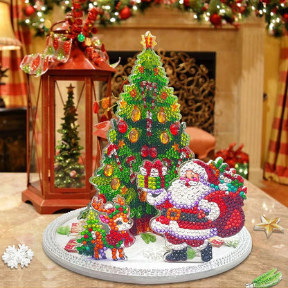 Diamond Painting 3D Weihnachtsmann bei Weihnachtsbaum