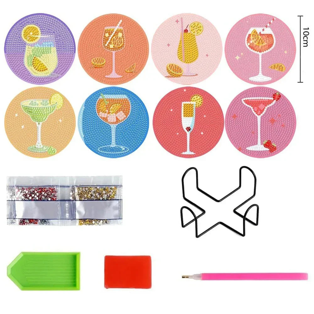 Diamond Painting Bunte Cocktail-Untersetzer