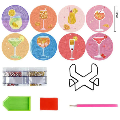Diamond Painting Bunte Cocktail-Untersetzer