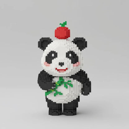 Panda mit Apfel Bausteinset