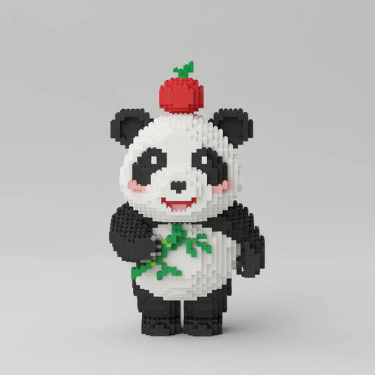 Panda mit Apfel Bausteinset