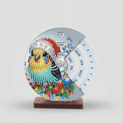 Diamond Painting Vogel mit Weihnachtsmütze