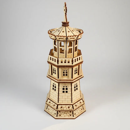 Leuchtturm mit Häuschen 3D-Holzbausatz