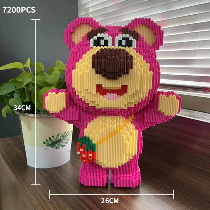 Rosa bär mit Erdbeertasche Bausteinset