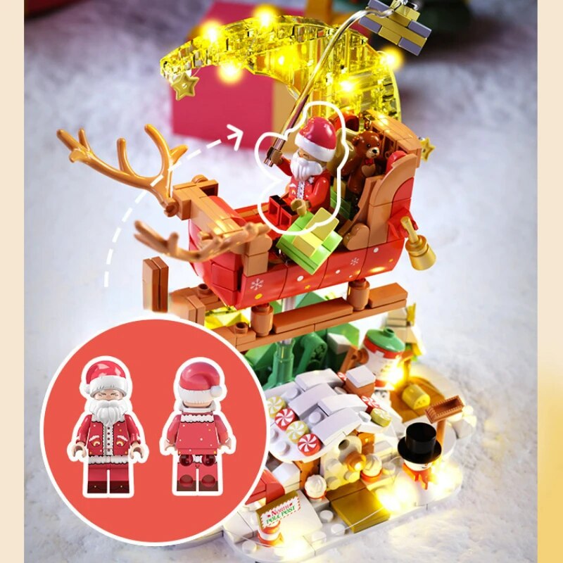 Weihnachtsmann im Schlitten Bausteinset