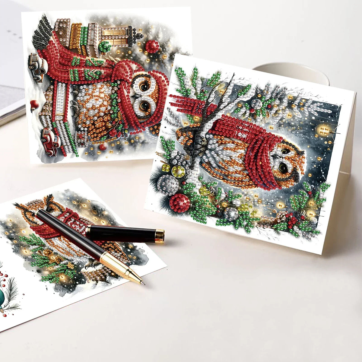 Diamond Painting Weihnachtseulen-Karten