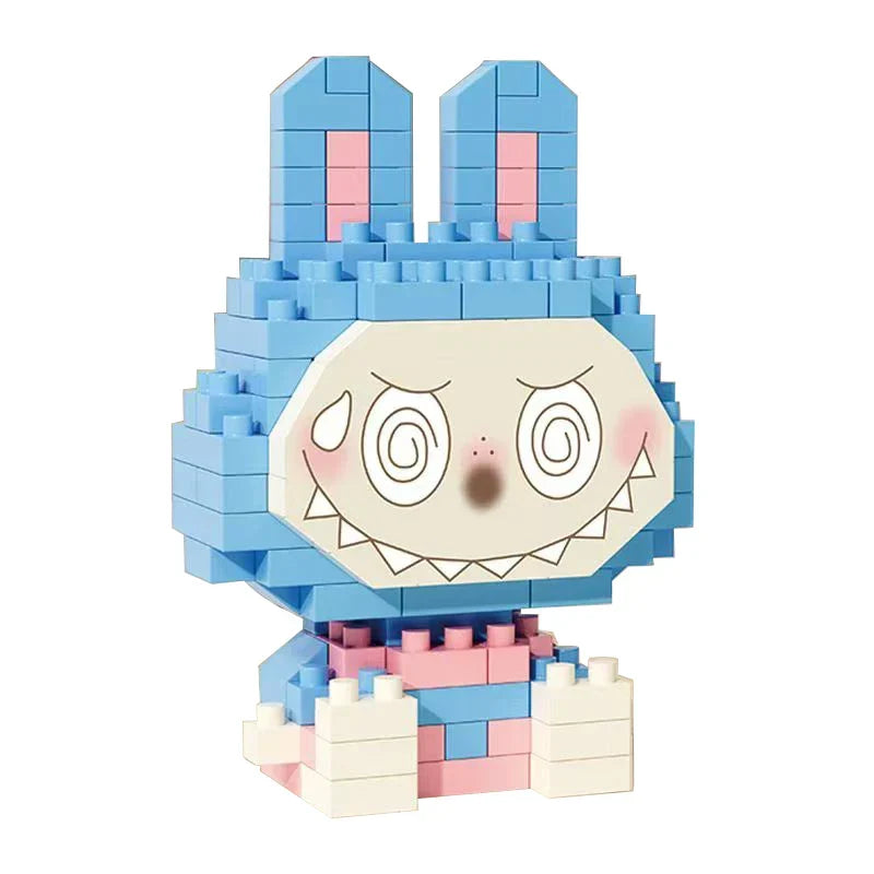Mini Blauer Labubu Bausteinset