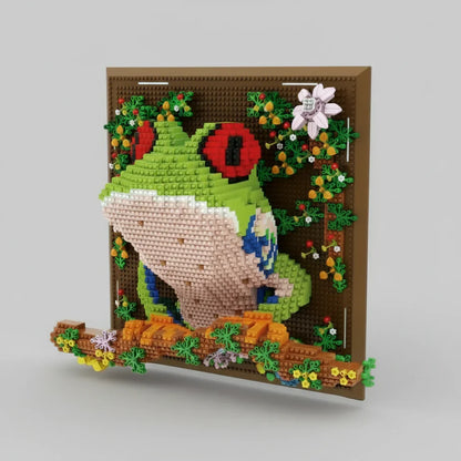 Frosch auf Bauplatte Bausteinset