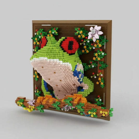 Frosch auf Bauplatte Bausteinset