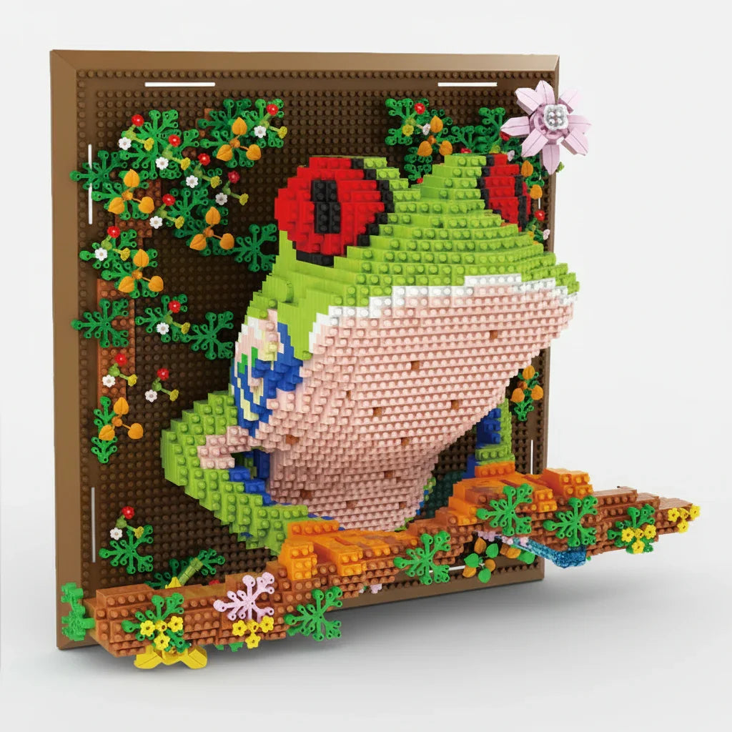 Frosch auf Bauplatte Bausteinset