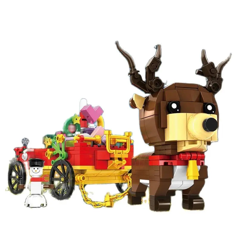 Rentier mit Wagen Bausteinset