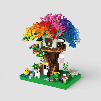Regenbogen-Baumhaus Bausteinset