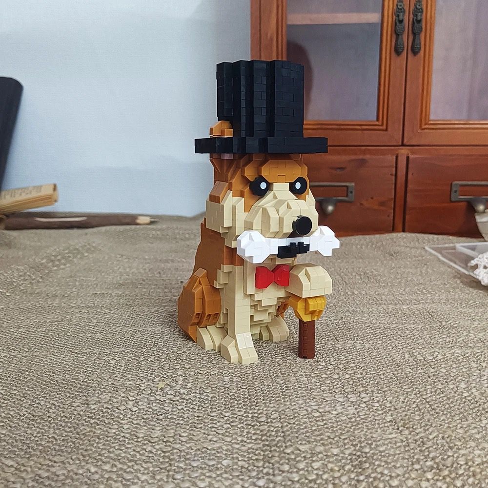 Shiba mit Hut Bausteinset