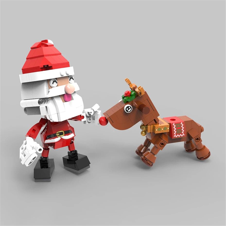 Der Weihnachtsmann auf dem Rentier Bausteinset