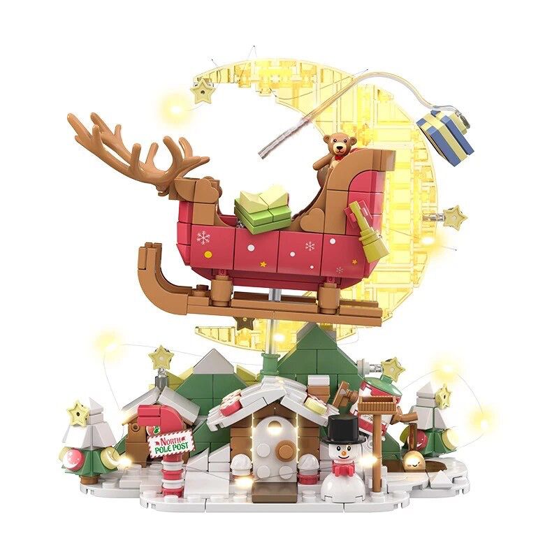 Weihnachtsmann im Schlitten Bausteinset