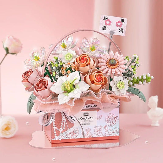 Rosa Rose Korb Bausteinset