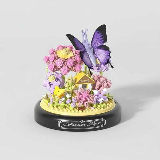 Lila Schmetterlingsgarten Bausteinset
