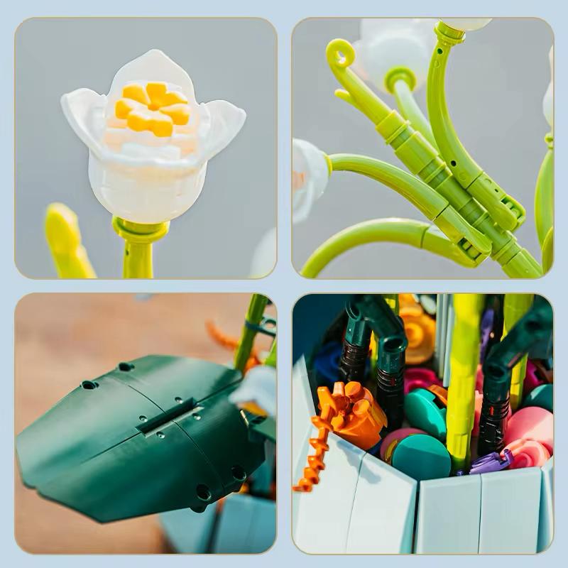 Weiße Lilien Bausteinset