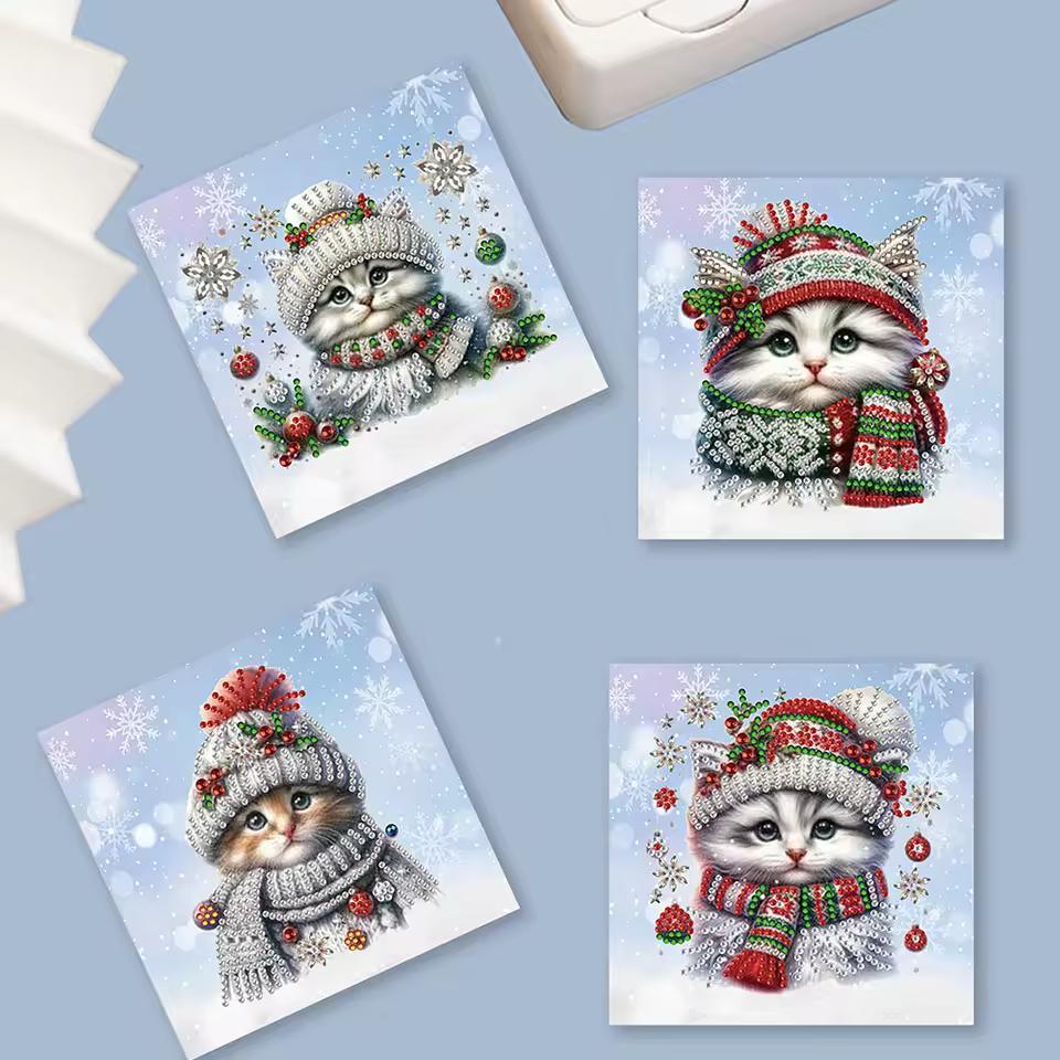 Diamond Painting Weihnachtskatzen Weihnachtskarten