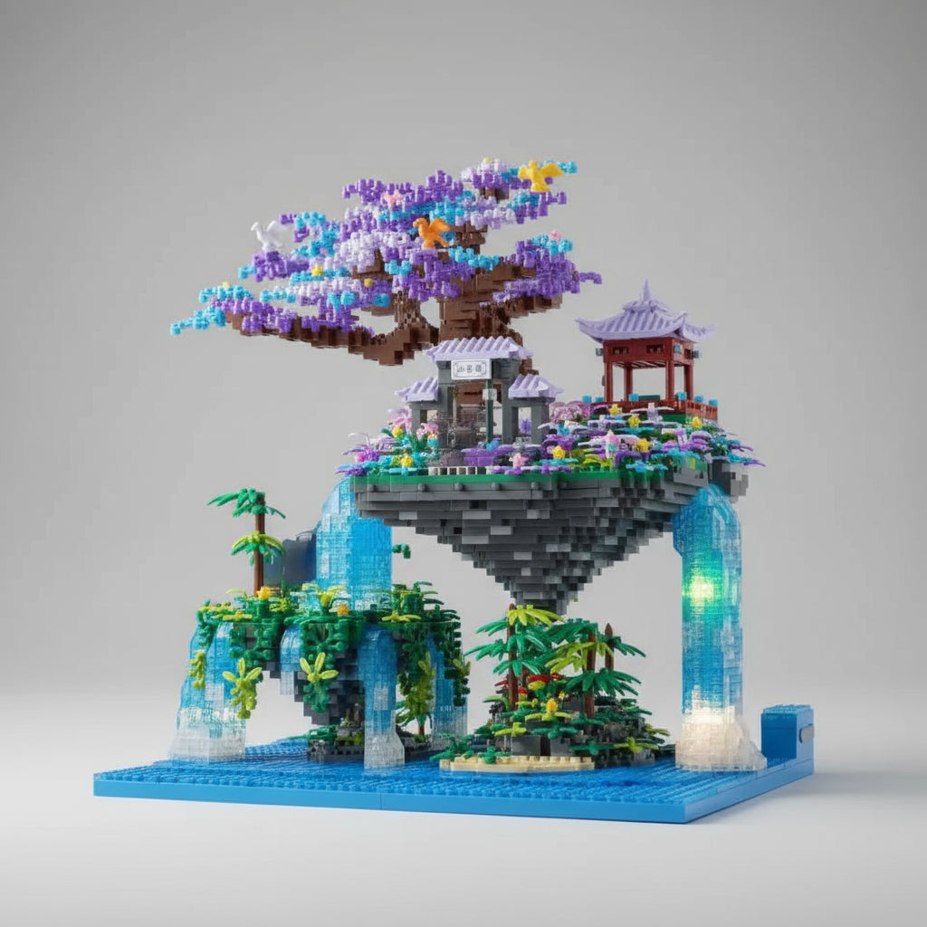 Bauminsel mit Wasserfall Bausteinset