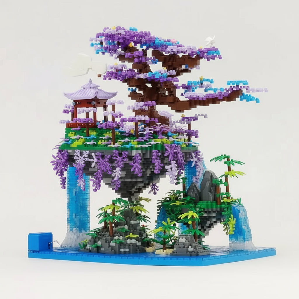 Bauminsel mit Wasserfall Bausteinset