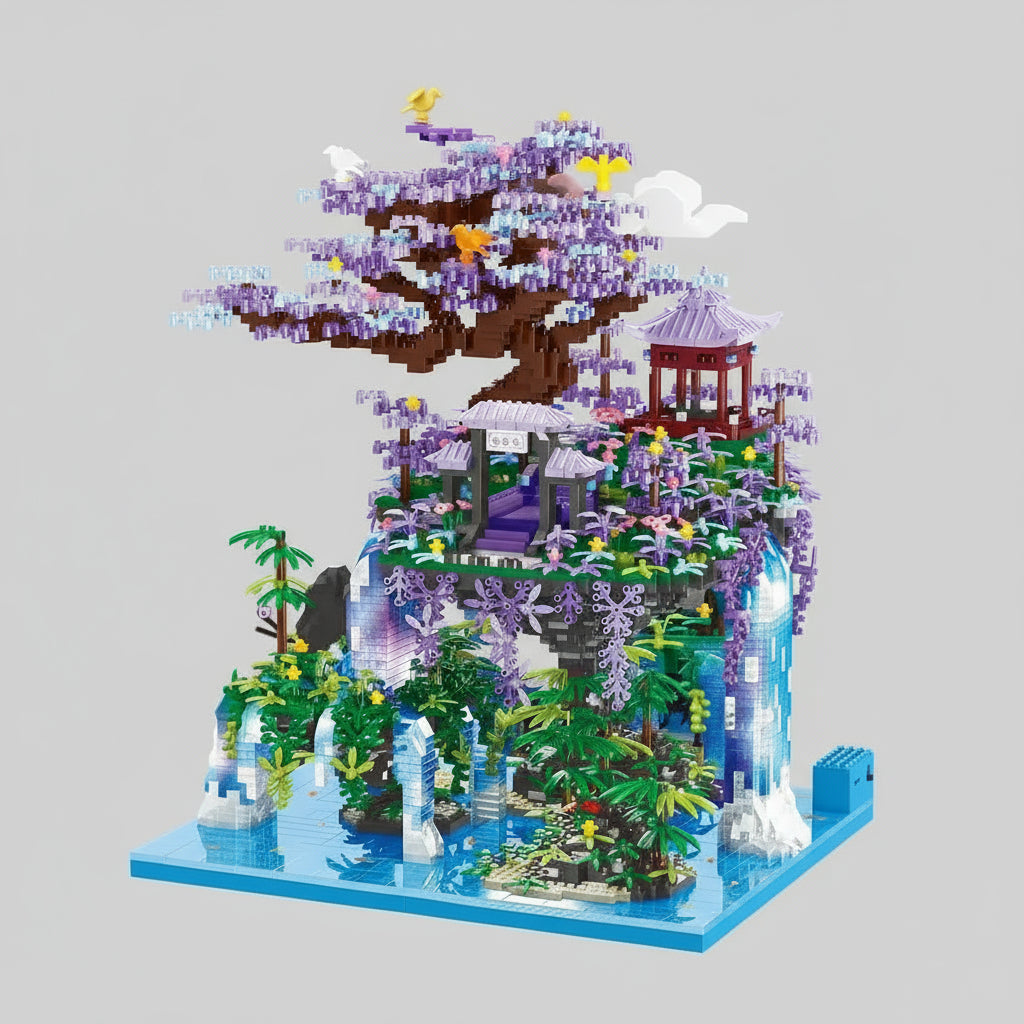 Bauminsel mit Wasserfall Bausteinset