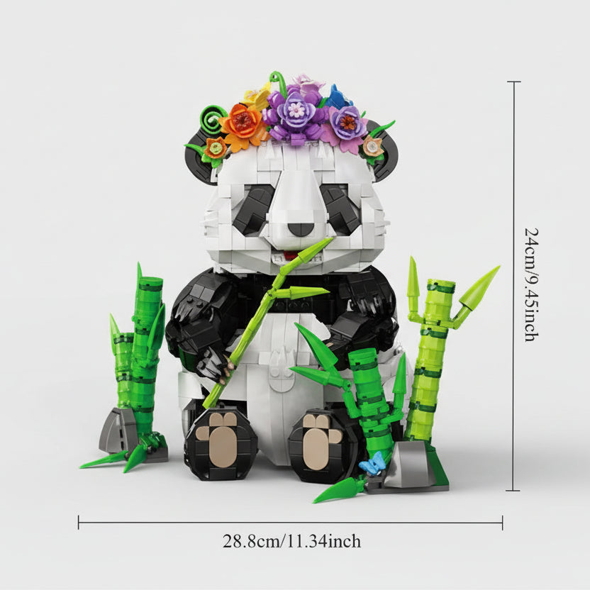 Panda mit Blumenkranz Bausteinset