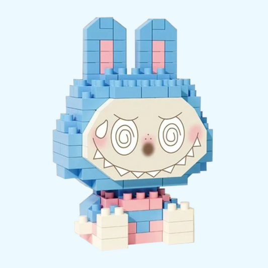 Mini Blauer Labubu Bausteinset