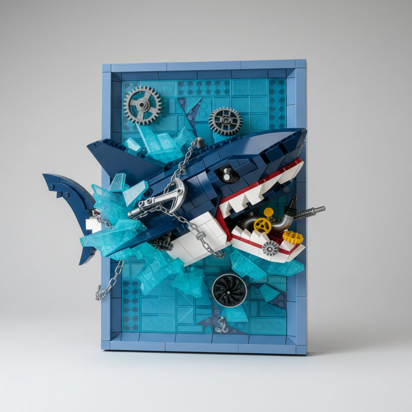 3D Gemälde Hai Bausteinset