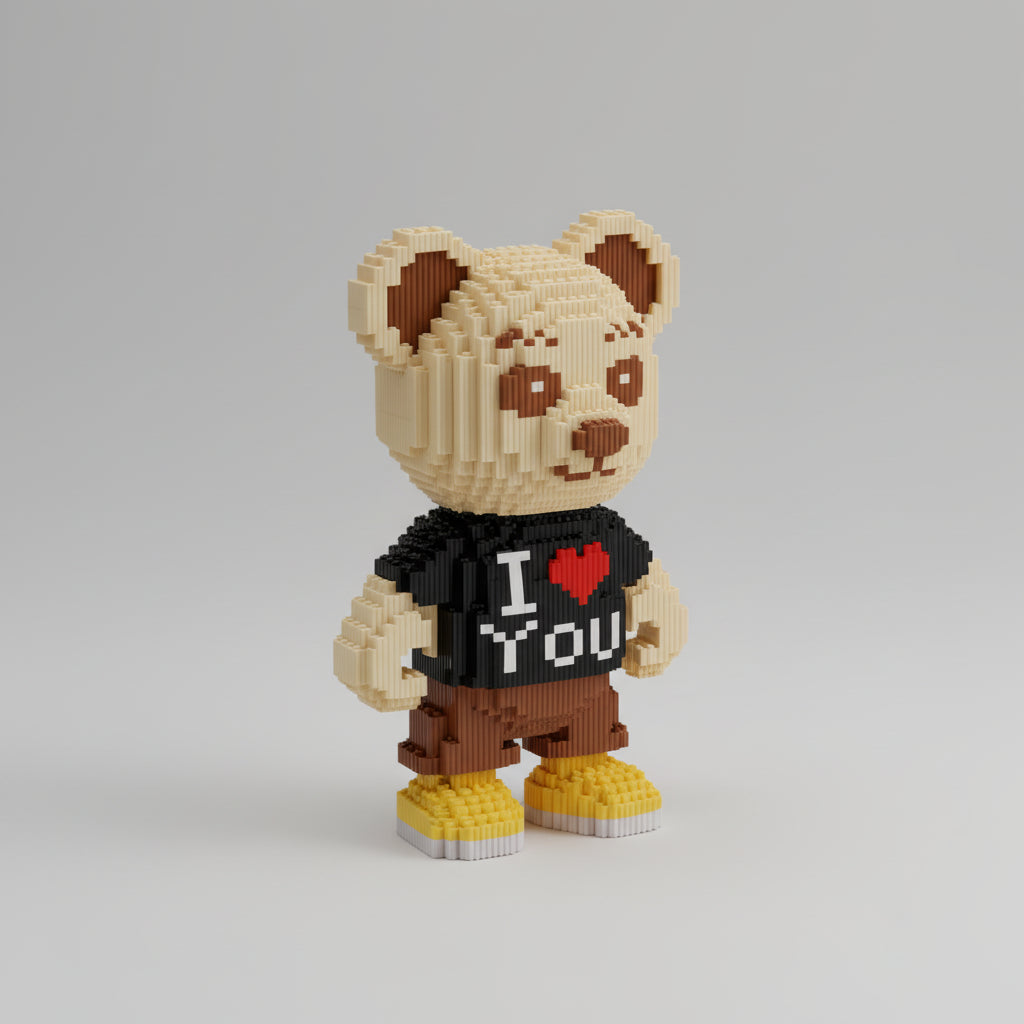 I Love You Bär mit gelben Schuhen Bausteinset