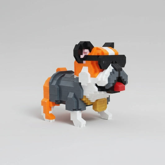 Bulldogge mit Sonnenbrille Bausteinset
