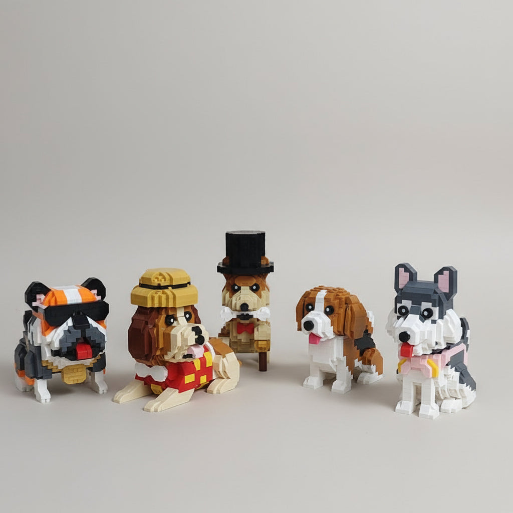Bulldogge mit Sonnenbrille Bausteinset