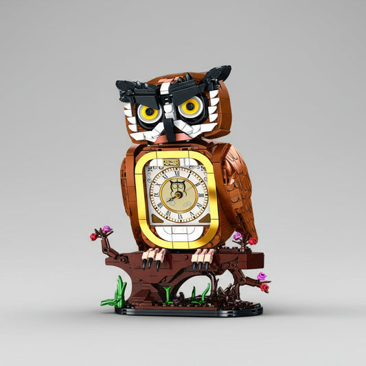 Eule mit Uhr Bausteinset