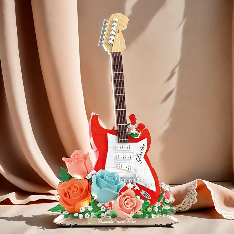 Gitarre mit Blumen Bausteinset