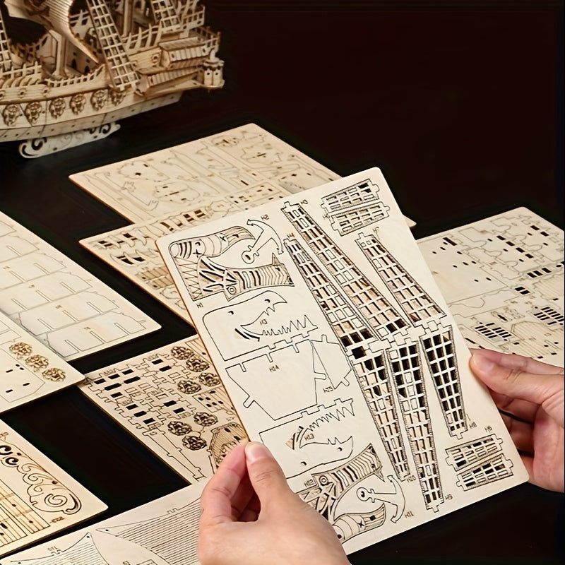 Großes Schiff 3D-Holzbausatz