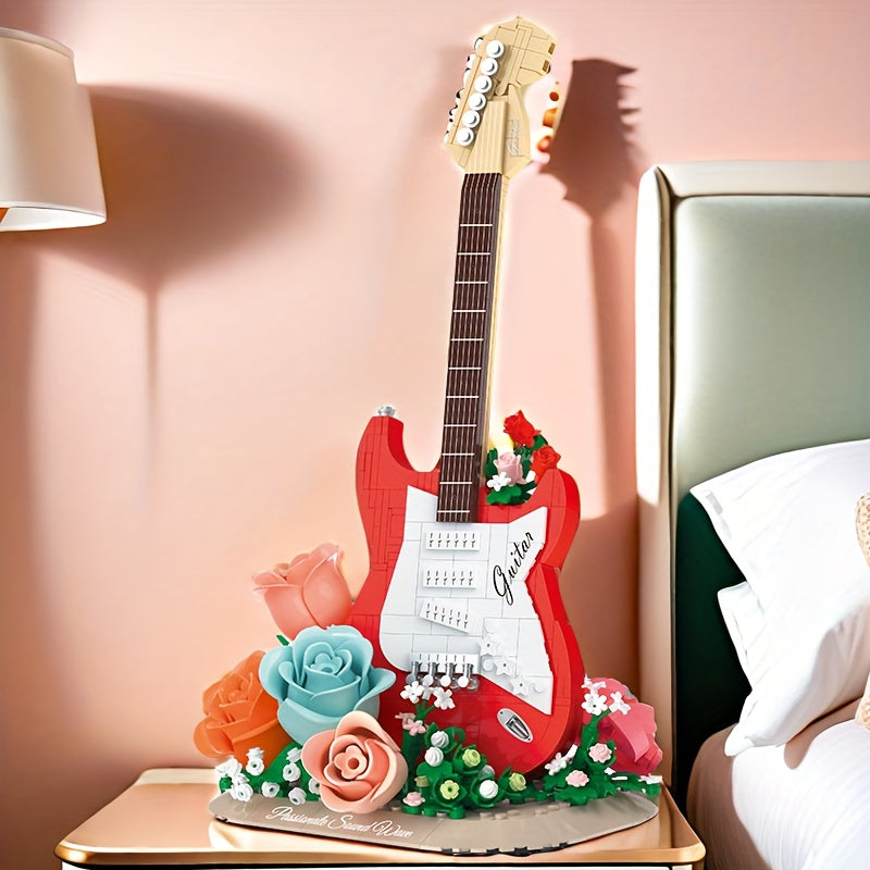 Gitarre mit Blumen Bausteinset