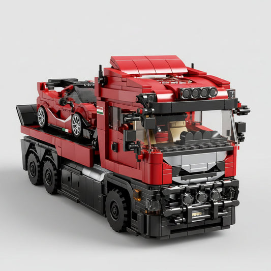 Trailer mit Supersportwagen Bausteinset