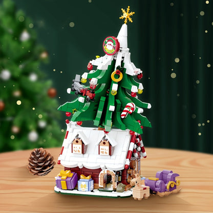 Weihnachtsbaum auf Häuschen Bausteinset