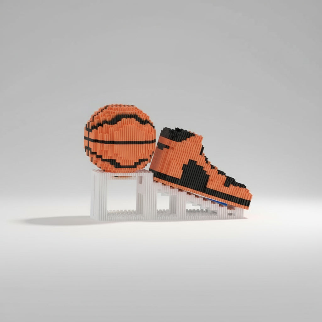 Orangen Basketball-Schuh & Ball Bausteinset