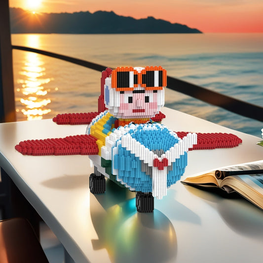 Pilot im Flugzeug Bausteinset