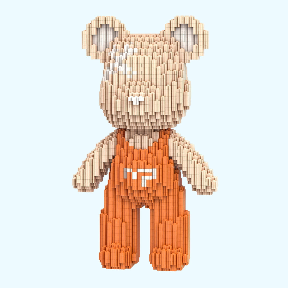 Bär mit orangefarbener Latzhose Bausteinset