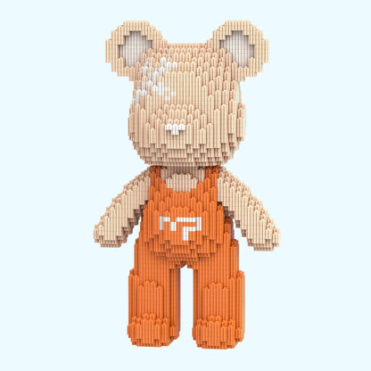Bär mit orangefarbener Latzhose Bausteinset