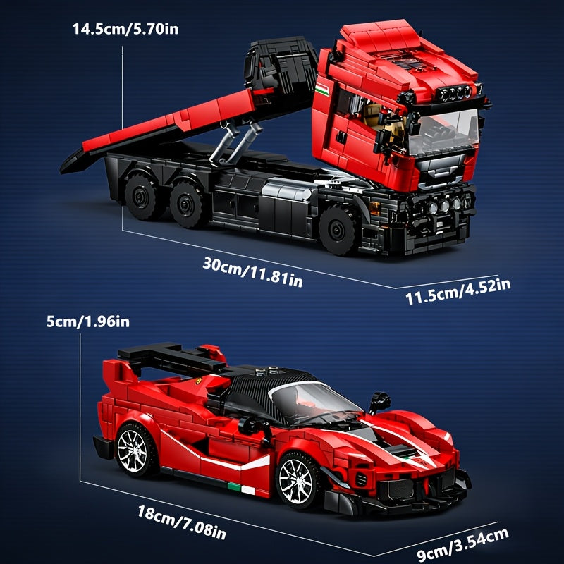Trailer mit Supersportwagen Bausteinset
