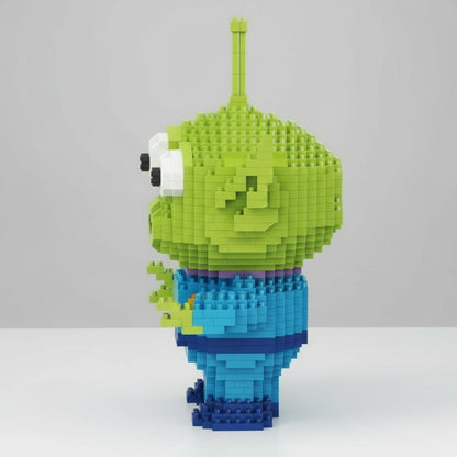 Grünes Monster mit 3 Augen Bausteinset