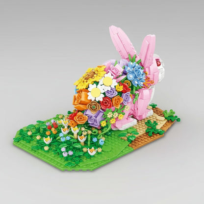 Kaninchen mit Blumen Bausteinset