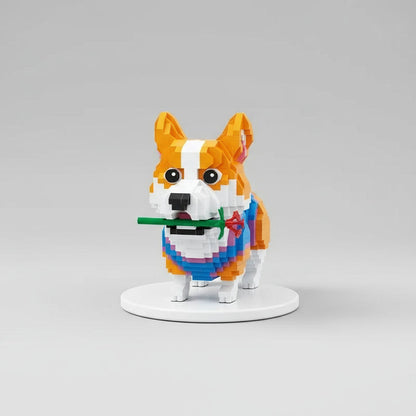 Welsh Corgi mit Rose Bausteinset