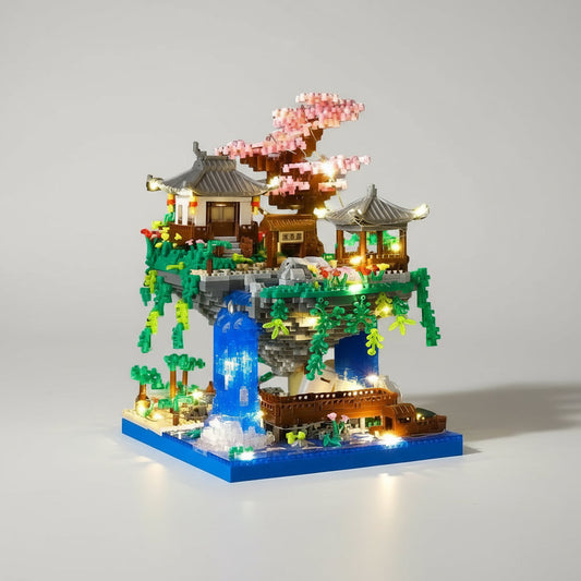 Baumhaus mit Wasserfall Bausteinset
